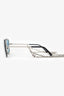 Pre-Loved Chanel™ Silver Frame Blue Square Sunglasses on Chain.