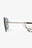 Pre-Loved Chanel™ Silver Frame Blue Square Sunglasses on Chain.