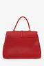 Celine Red Grained Leather Classique 16 Top Handle With Strap