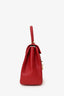Celine Red Grained Leather Classique 16 Top Handle With Strap