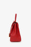Celine Red Grained Leather Classique 16 Top Handle With Strap