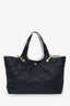 Pre-Loved Chanel™ 2023 Navy Raffia Calfskin Coco Maxi Beach Shopping Tote With Pouch