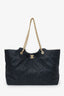 Pre-Loved Chanel™ 2023 Navy Raffia Calfskin Coco Maxi Beach Shopping Tote With Pouch