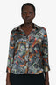 L'Agence Grey Printed Silk Button-Up Blouse Size M