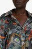 L'Agence Grey Printed Silk Button-Up Blouse Size M