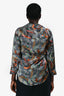 L'Agence Grey Printed Silk Button-Up Blouse Size M
