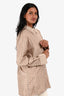 EENK Brown Check Silk Button-Up Blouse with Mesh Pocket Size S