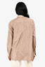 EENK Brown Check Silk Button-Up Blouse with Mesh Pocket Size S