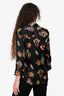 L'Agence Black Crown Printed Silk Button-Up Blouse Size S