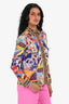 Alice + Olivia Blue Multicolour Printed Silk Button-Up Blouse Size S
