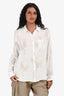 Rails White/Beige Leopard Printed Linen Button-Up Top Size S
