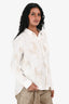 Rails White/Beige Leopard Printed Linen Button-Up Top Size S