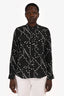 Rails Black/White Star Printed Silk Button-Up Blouse Size M