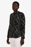 Rails Black/White Star Printed Silk Button-Up Blouse Size M