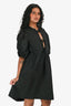 Ganni Black Cotton Poplin Tie Front Dress Size 38