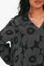 Marimekko Black/Grey Floral Satin Long Shirt Dress Size 38