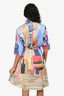 Akris Punto Blue/Red Printed Cotton Belted Button-Up Shirt Dress Size 6