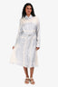Versace Grey/Beige Printed Silk 'La Coupe des Dieux' Midi Shirt Dress with Belt Size 42