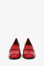 Prada Vintage Red Brushed Leather Square Toe Loafers Size 39.5