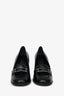 Prada Vintage Black Brushed Leather Square Toe Loafers Size 39.5