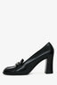Prada Vintage Black Brushed Leather Square Toe Loafers Size 39.5
