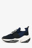 Roger Vivier Navy Nylon Crystal Buckle  Viv' Run Sneakers Size 36.5
