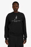 Sporty and Rich Black Cotton White Logo Crewneck Sweater Size M