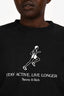 Sporty and Rich Black Cotton White Logo Crewneck Sweater Size M