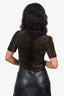 Alexander Wang Black/Brown Leopard Print Cropped Top Size M
