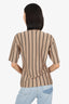 Balenciaga Brown/Black Silk Striped Short Sleeve Top Size 40