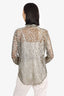 Equipment Gold Metallic Leopard Print Tie Blouse Size S