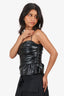 Jonathan Simkhai Black Faux Leather Draped Bustier Top Size 4