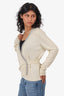 Diane von Furstenberg Gold Glitter Bead Trimmed Cardigan Size L
