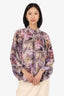 Elizabeth and James Purple Silk Printed Blouse Size XS