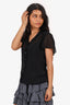 DKNY Black Silk Ruffled Short Sleeve Blouse With Slip Size 4