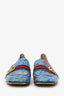 Gucci Blue Floral Print Leather GG Marmont Loafer Pumps Size 39