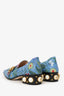 Gucci Blue Floral Print Leather GG Marmont Loafer Pumps Size 39