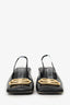 Balenciaga Black Croc Embossed BB Logo Square Toe Slingback Sandals Size 39