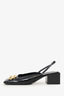 Balenciaga Black Croc Embossed BB Logo Square Toe Slingback Sandals Size 39