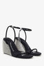 Alexander Wang Dahlia Black Satin Crystal Ankle Strap Wedge Sandals Size 41