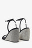 Alexander Wang Dahlia Black Satin Crystal Ankle Strap Wedge Sandals Size 41