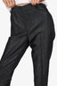 Saint Laurent Black Glitter Wool Straight Leg Trousers Size 40