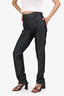 Saint Laurent Black Glitter Wool Straight Leg Trousers Size 40