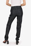 Saint Laurent Black Glitter Wool Straight Leg Trousers Size 40