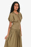 A Bronze Age Green Poplin Short Sleeves Maxi Dress Size XS