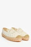Pre-Loved Chanel™ Cream/Gold CC Canvas Espadrilles Size 38