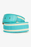 Gucci Blue/White Striped Canvas Gold GG Belt Size 35/34 (As Is)