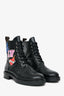 Louis Vuitton Black Leather Combat Boots with Patches Size 37