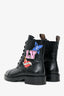 Louis Vuitton Black Leather Combat Boots with Patches Size 37