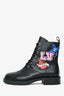 Louis Vuitton Black Leather Combat Boots with Patches Size 37